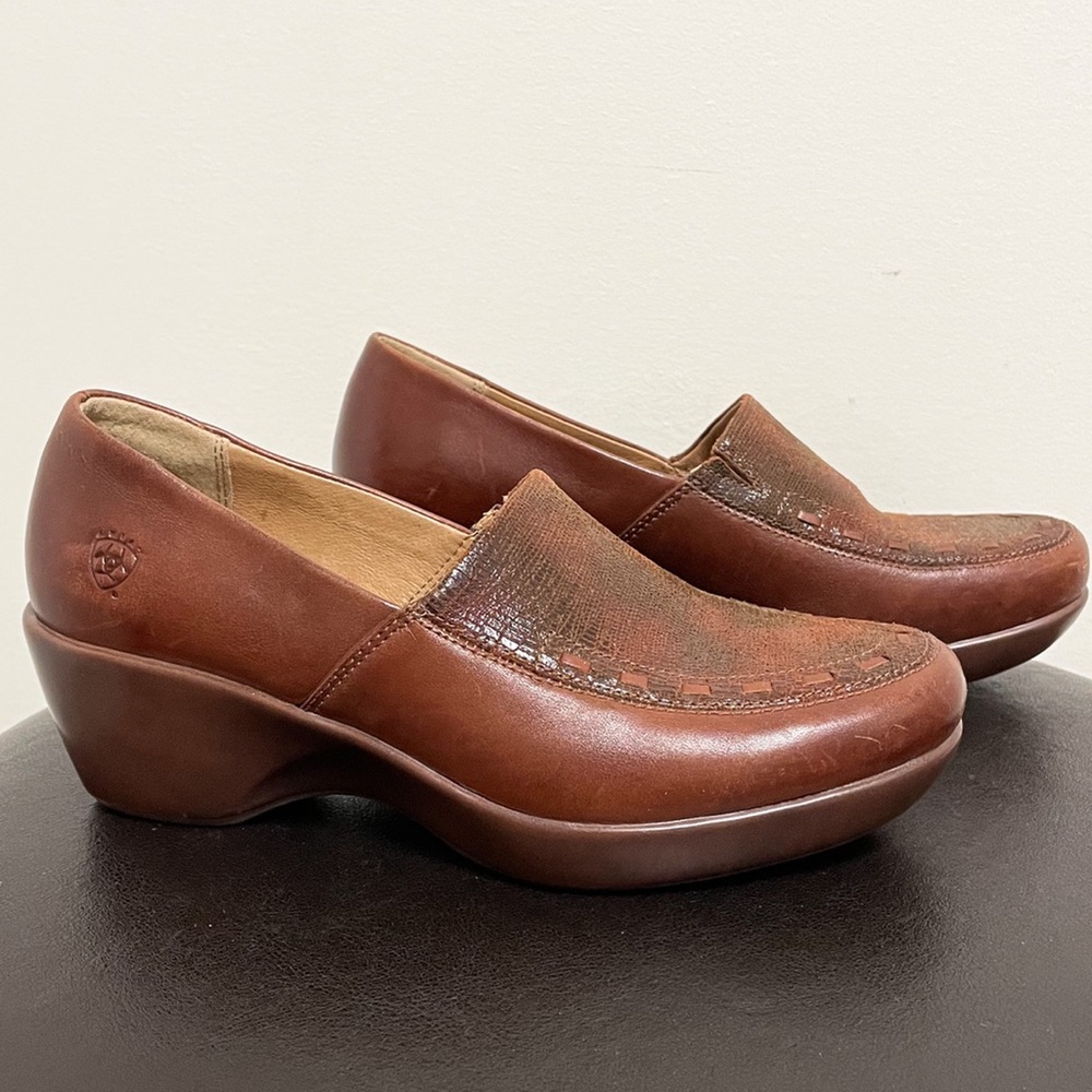 Ariat Brown Leather Clogs 7B 7 B Advanced Stability Cushioning 1000483 *No Box*